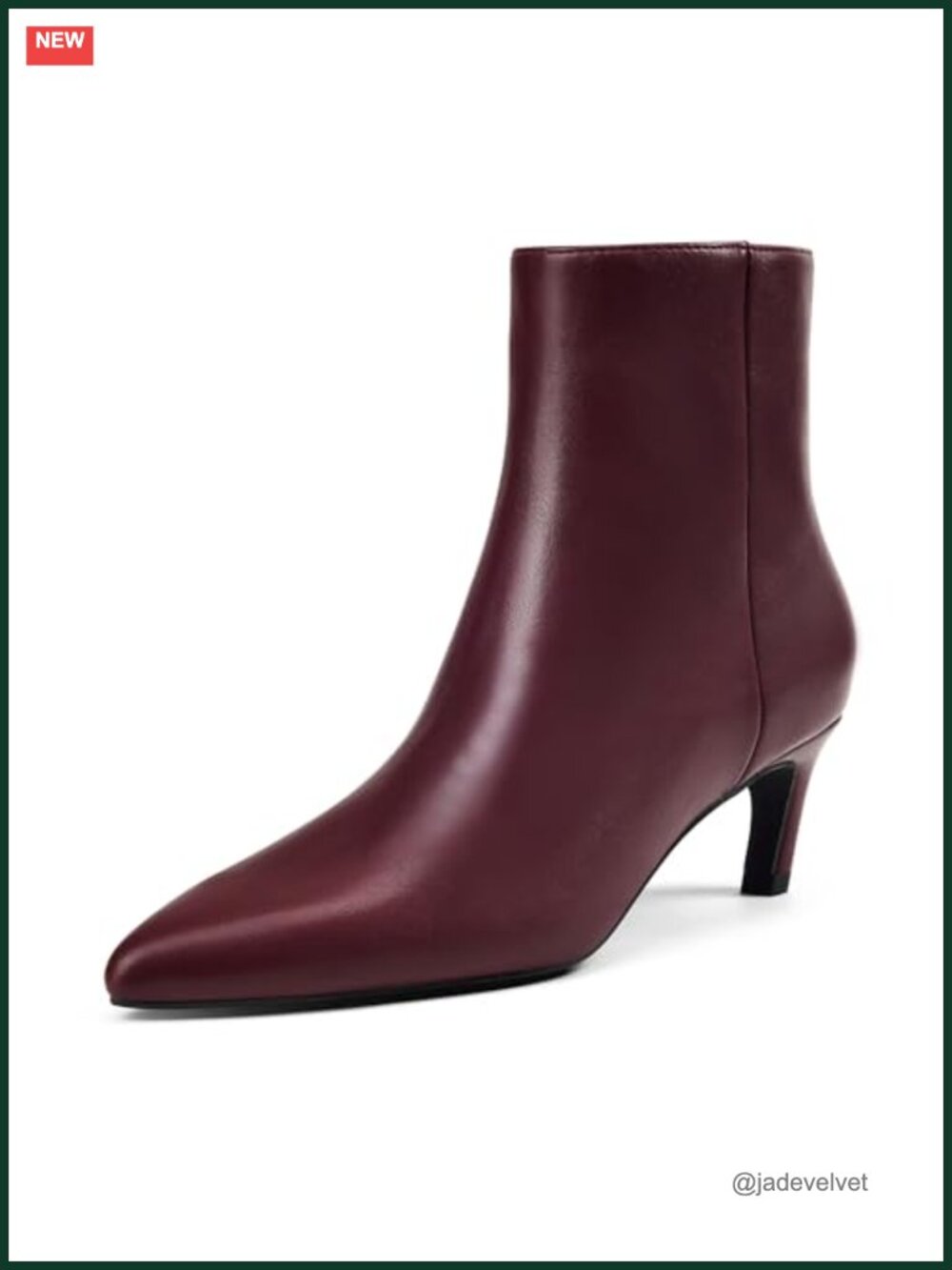 Women's Pointed Toe Kitten Heel Ankle Boots Faux Leather Side Zip Booties